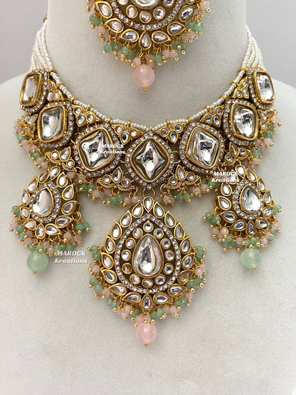 Rahila Premium quality Kundan Statement Choker/Necklace Set