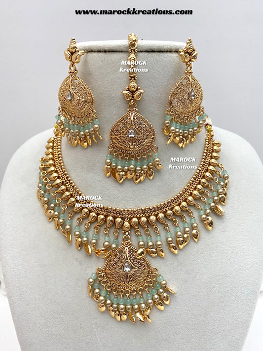 Diya Premium Quality Gold Plated peepal patti necklace set