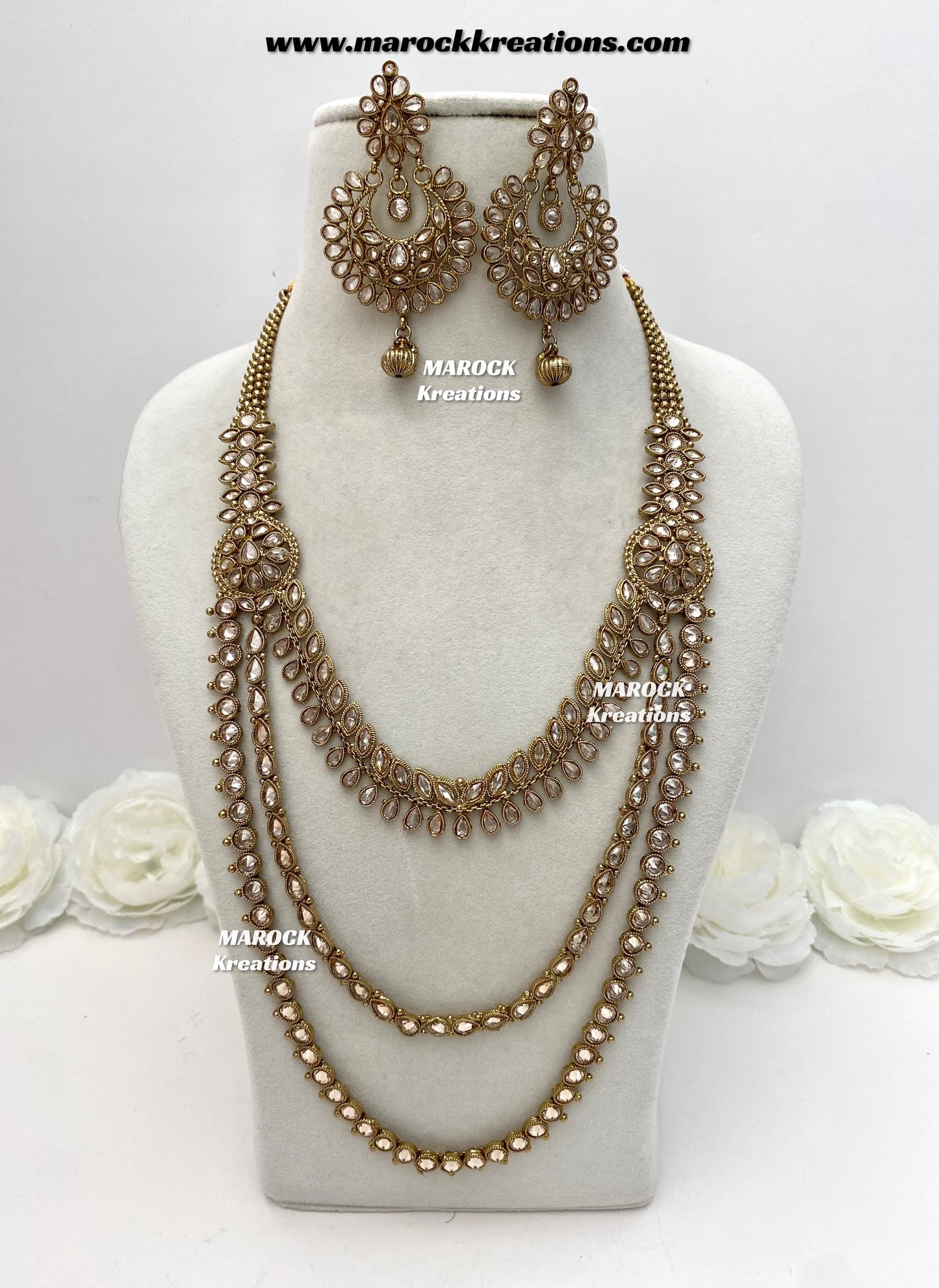 Narmeen Premium Quality Polki Statement Rani haar set