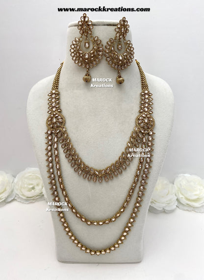 Narmeen Premium Quality Polki Statement Rani haar set