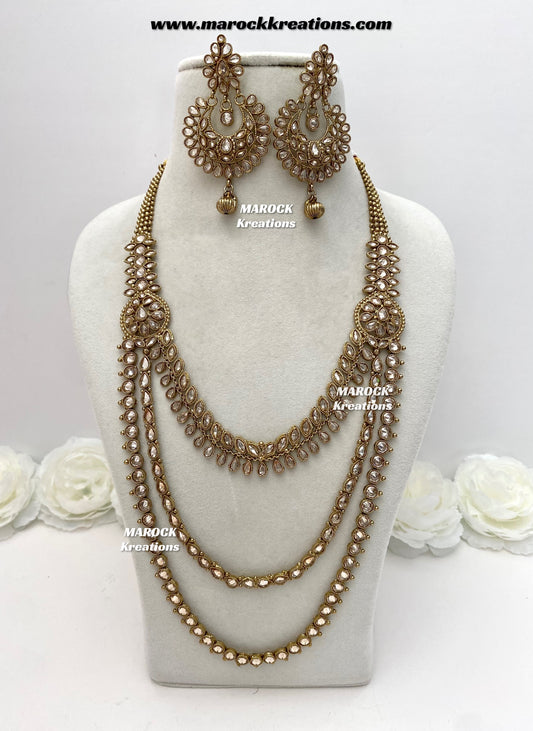 Narmeen Premium Quality Polki Statement Rani haar set