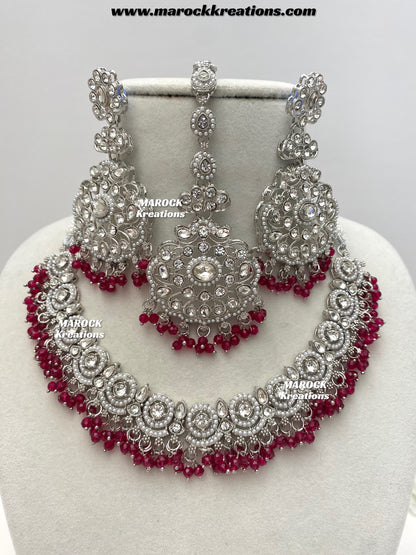 Silver Stone Necklace set