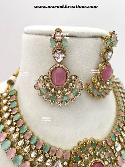 Nicole Sabyasachi inspired Moissanite Kundan and American diamond Necklace set
