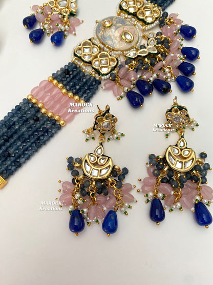 Brinda Premium Quality Kundan Meenakari Statement Choker set