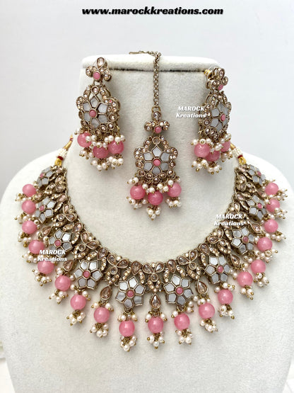 Arpan Antique Gold Polki MOP Statement Necklace set