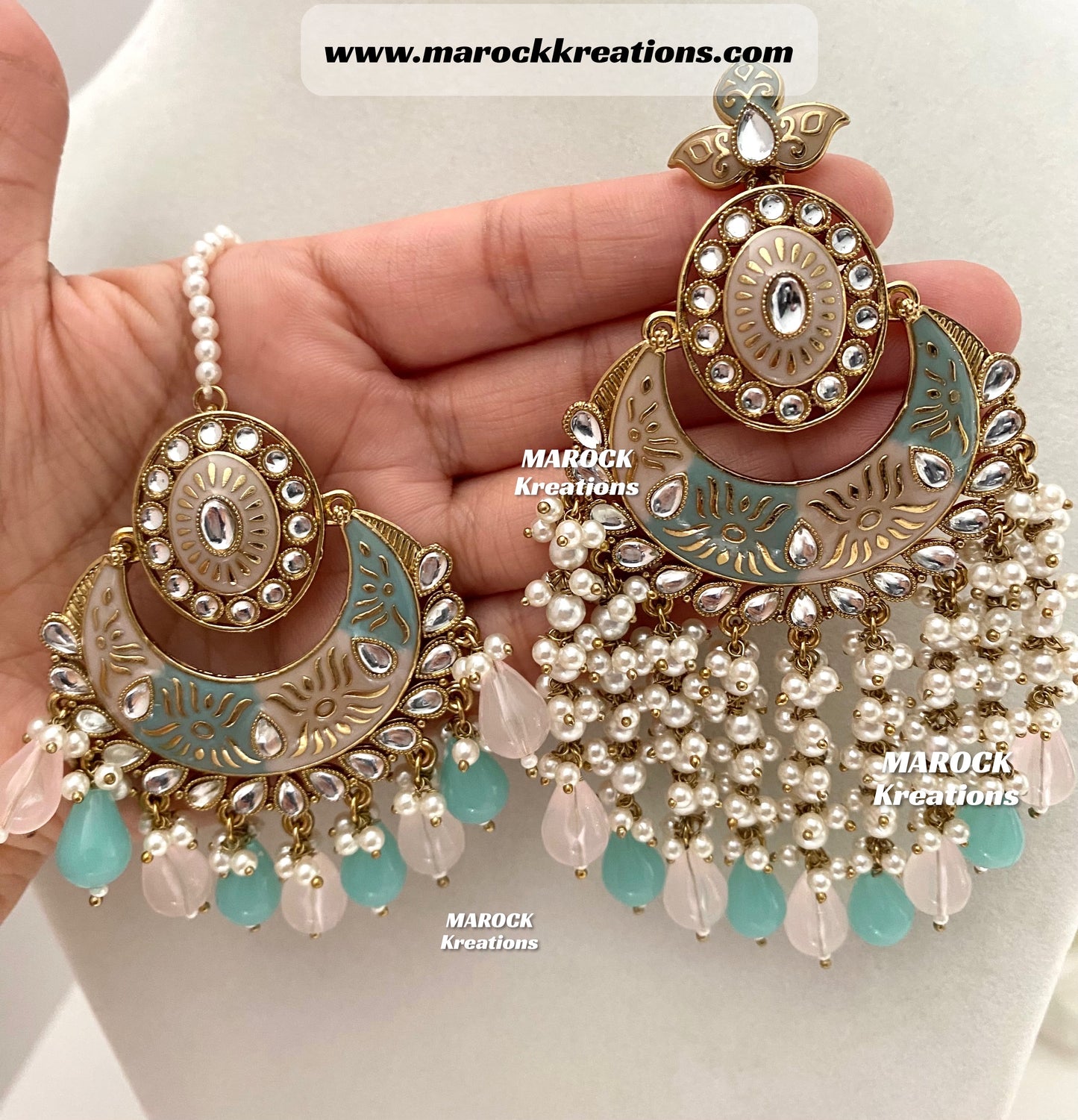 Ishika Premium Quality Kundan Meenakari Oversized Statement Earrings and tikka set