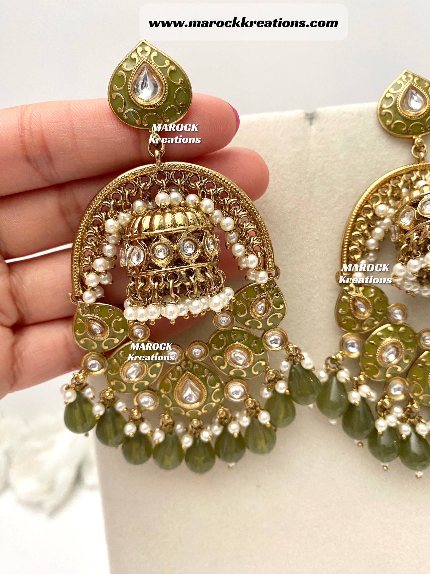 Tanya Bollywood style Kundan Meenakari Statement Earrings