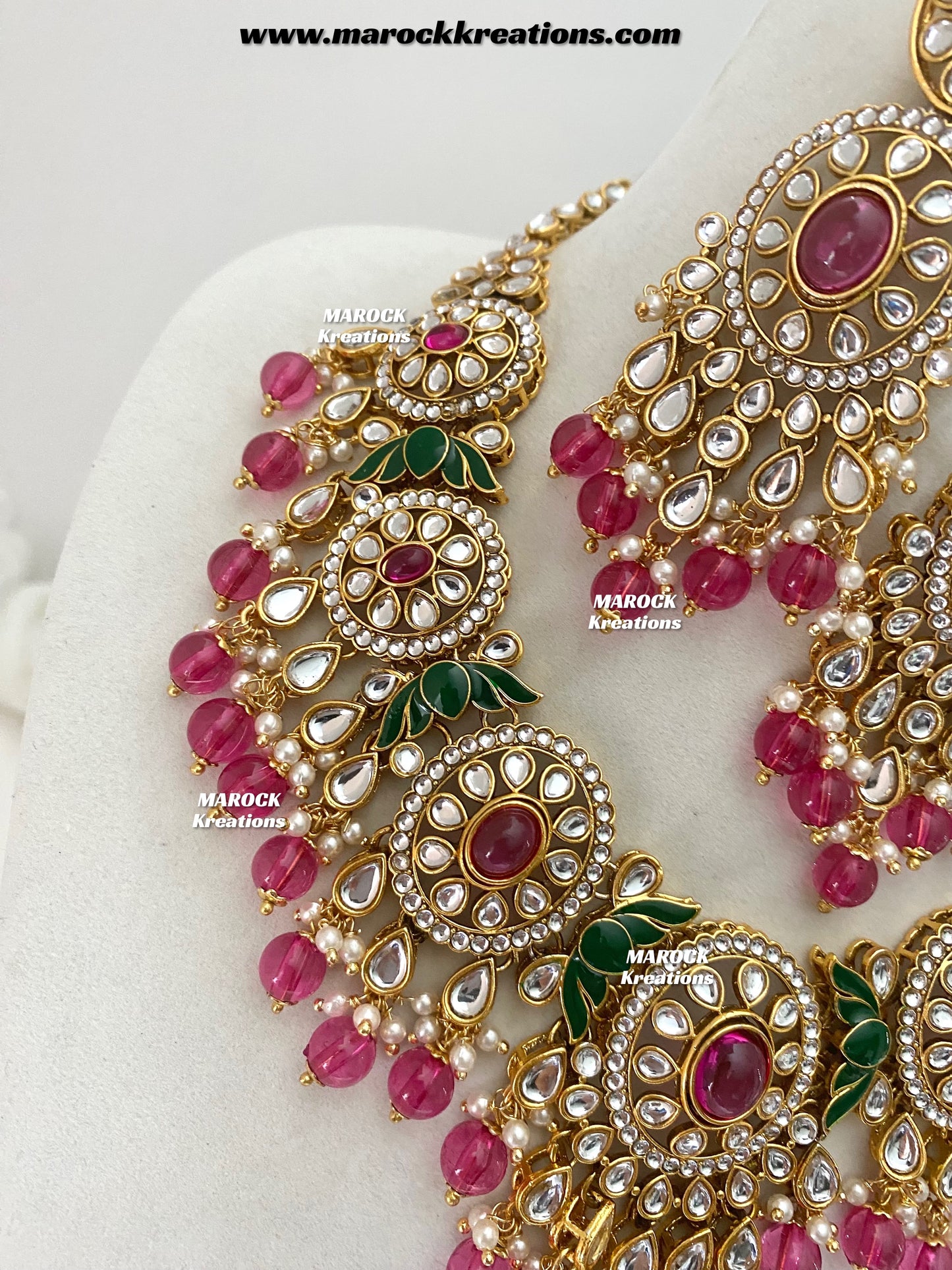 Iqra Premium Quality Kundan Meenakari Statement Necklace set