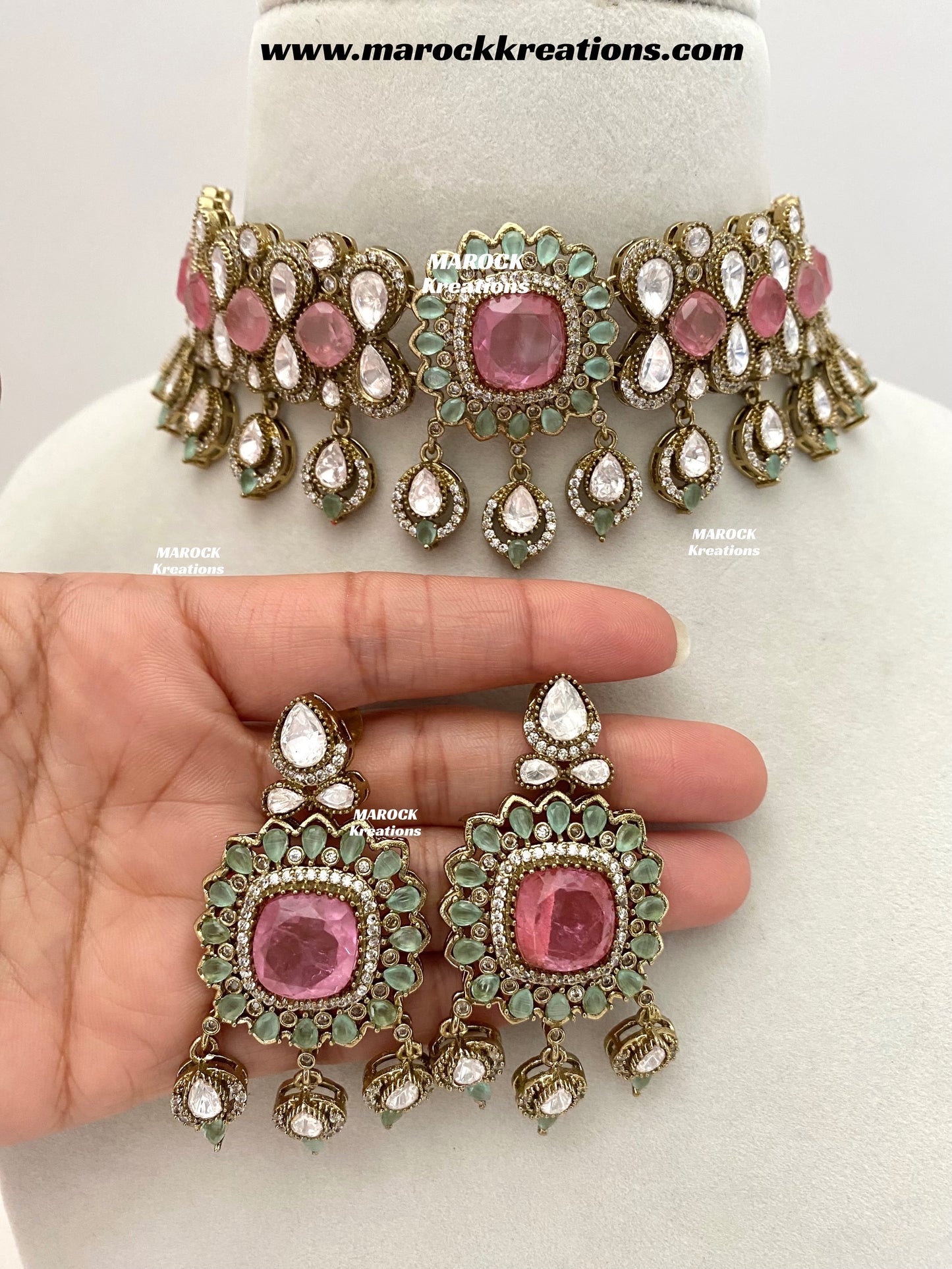 Vinny Premium Quality Moissanite Kundan Statement choker set