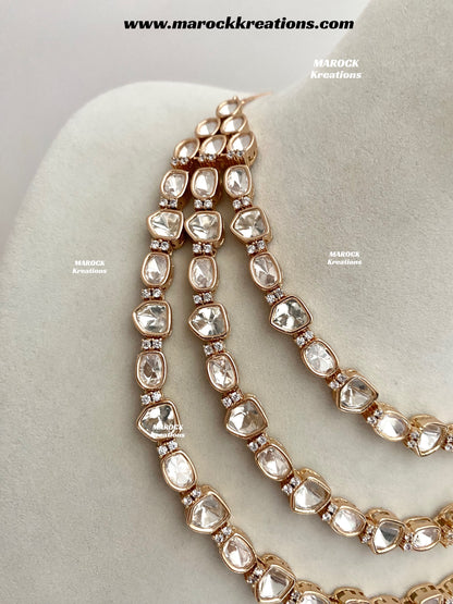 Farha Premium quality Tyani inspired gold plated triple layer statement necklace set