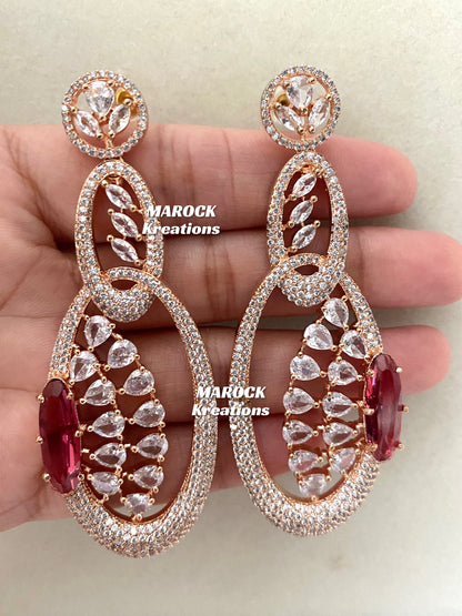 Rose Gold American Diamond Earrings