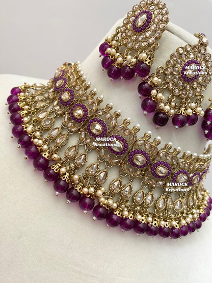 Antique Gold Polki choker sets