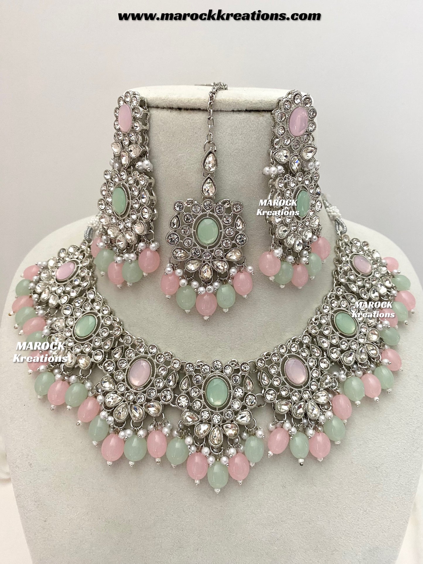 Naina Silver Stone Necklace set