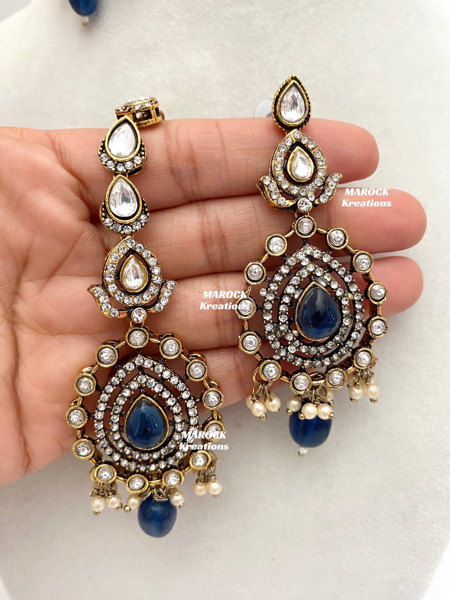 Hanali Victorian Kundan Statement Necklace set