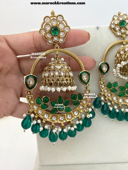 Elisa Bollywood style Premium Quality Kundan Meenakari Statement Earrings