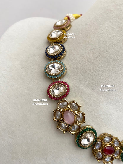 Arina Premium Quality Kundan Single line necklace set