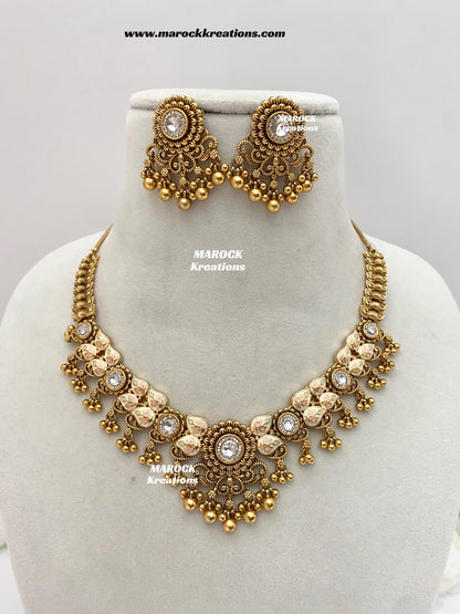 Mayuri Premium Quality Gold Plated Meenakari Rajwadi Necklace set