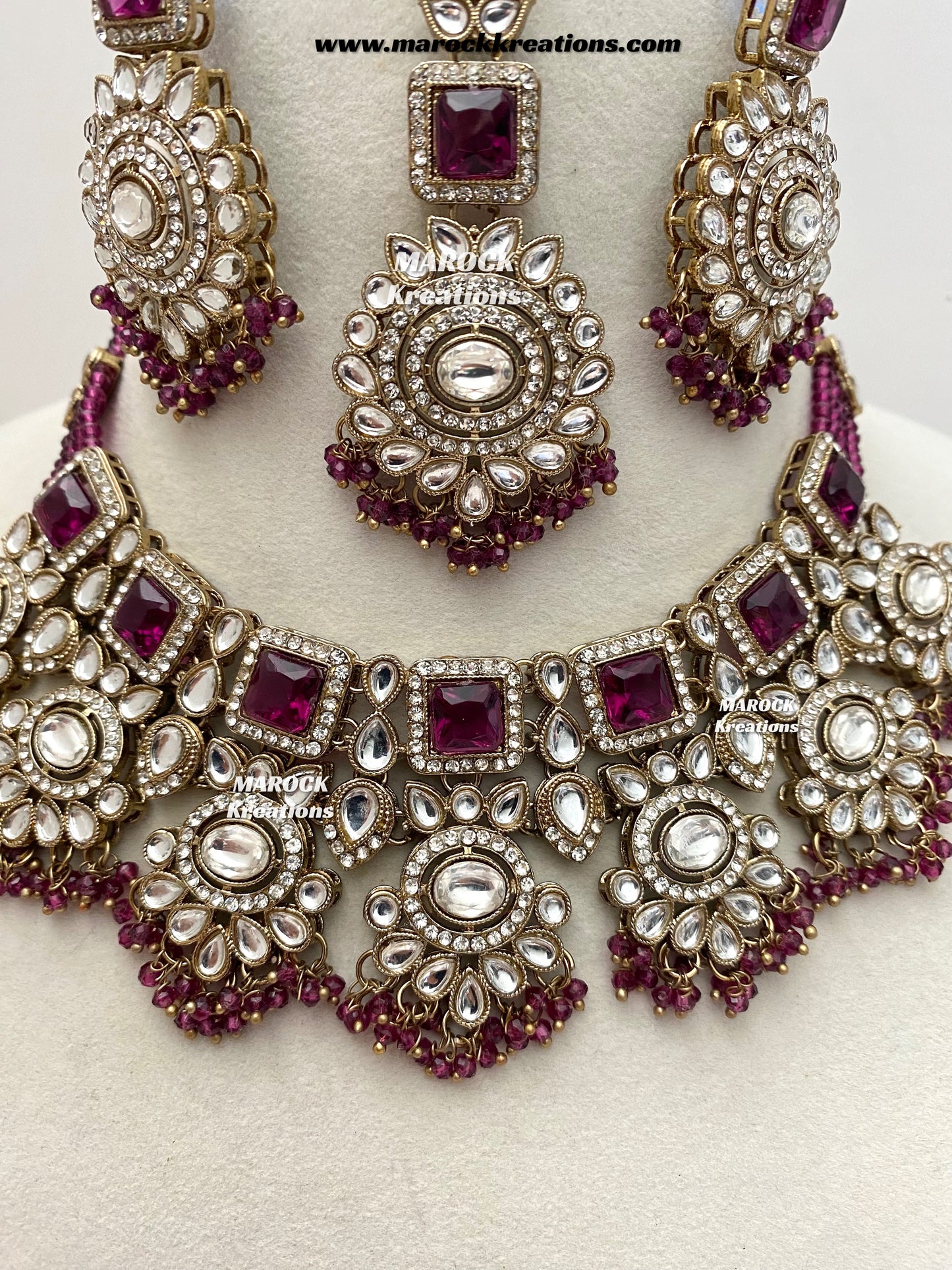 Christi Premium Quality Kundan Statement necklace set