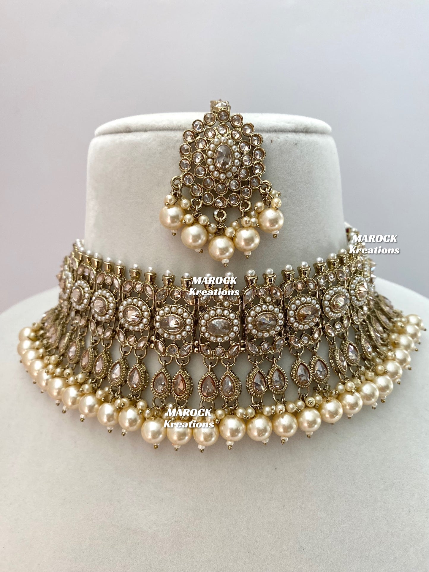 Antique Gold Polki choker sets