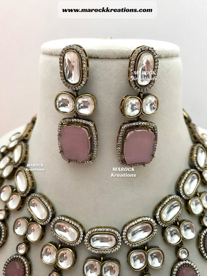 Elena Moissanite Kundan Victorian exclusive Necklace set