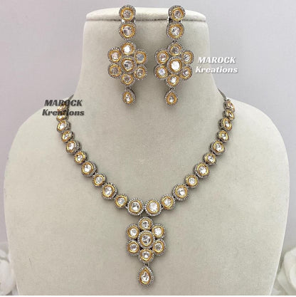 Premium Quality Tyani inspired dual tone Kundan Necklace set