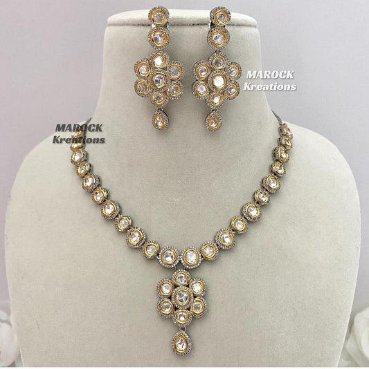 Premium Quality Tyani inspired dual tone Kundan Necklace set