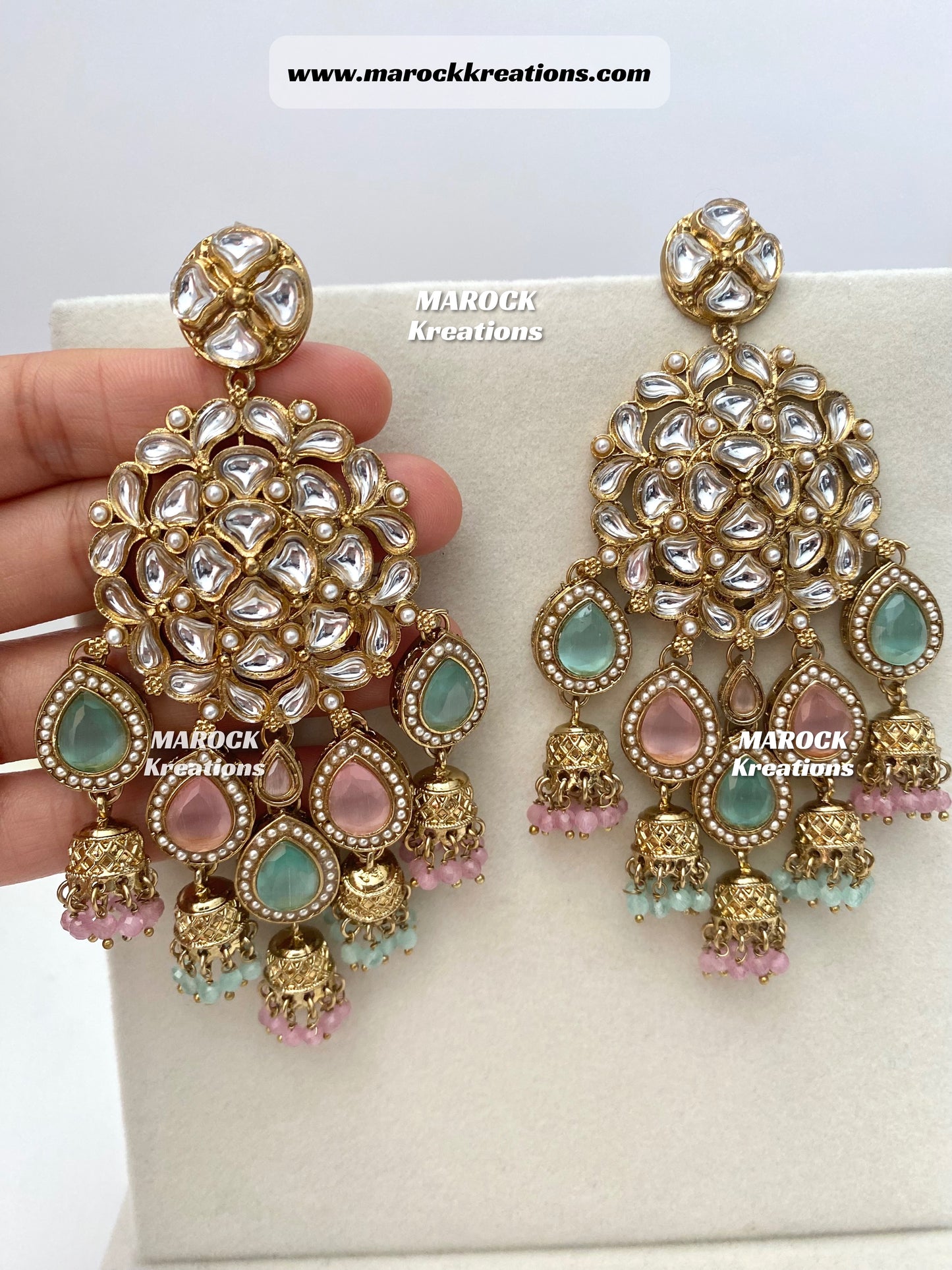 Bollywood style premium quality Kundan Statement Earrings