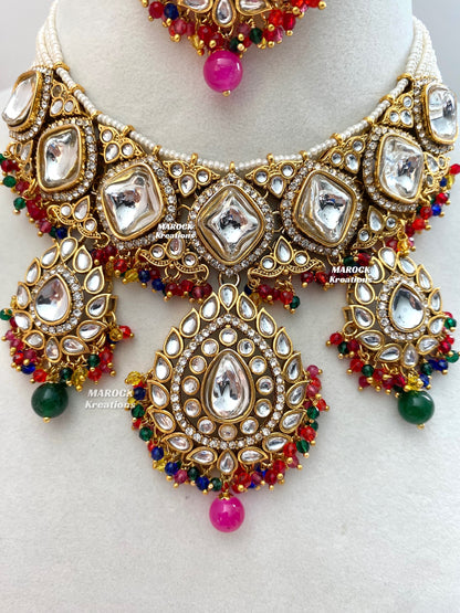 Rahila Premium quality Kundan Statement Choker/Necklace Set