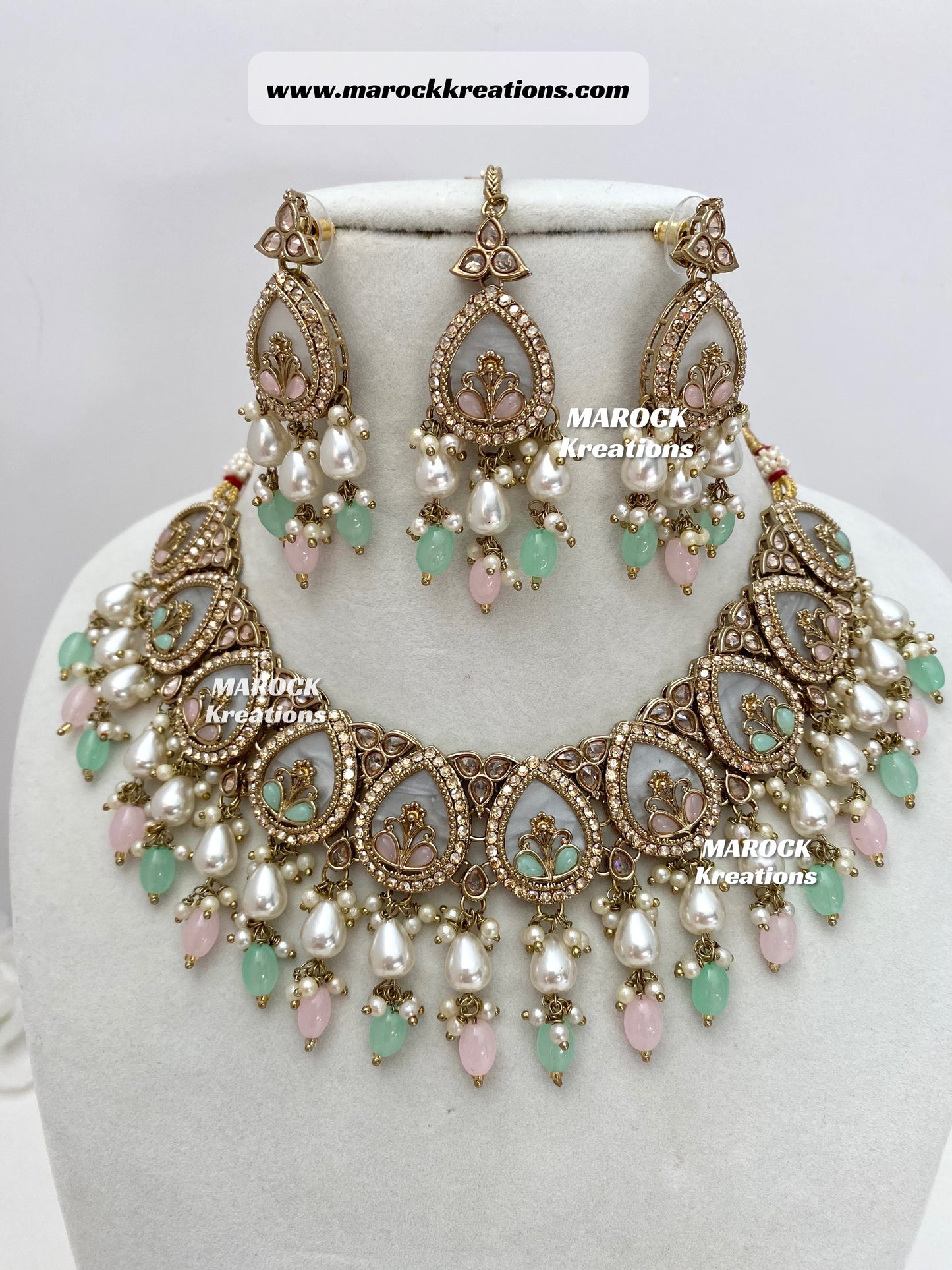 Antique Gold Polki Statement Necklace set