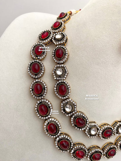 Sheenam Victorian Kundan Double layer Necklace set