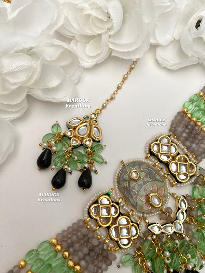 Brinda Premium Quality Kundan Meenakari Statement Choker set