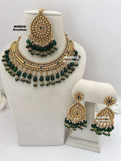 Trendy Gold plated traditional necklace sets/Elegant gold look necklace sets.