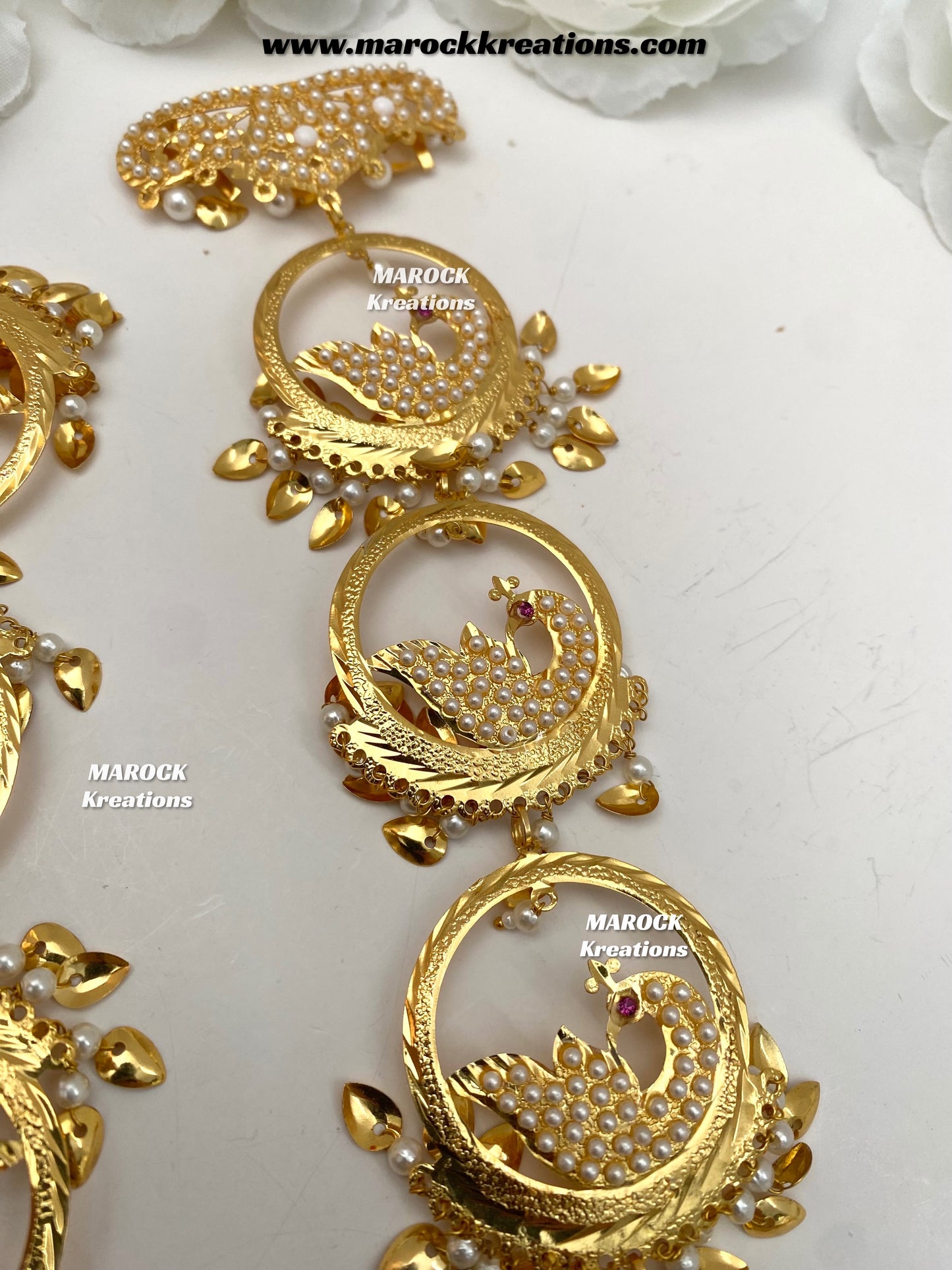 Gold plated Jadau Peepal patti peacock braid Jewelry/Choti