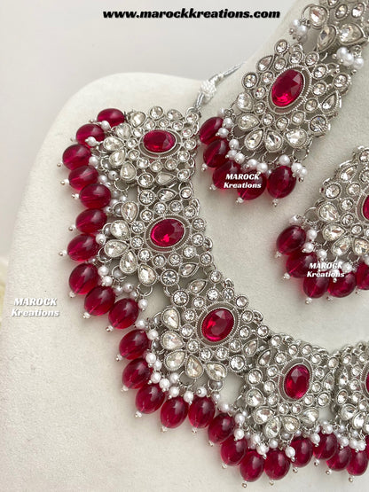 Naina Silver Stone Necklace set