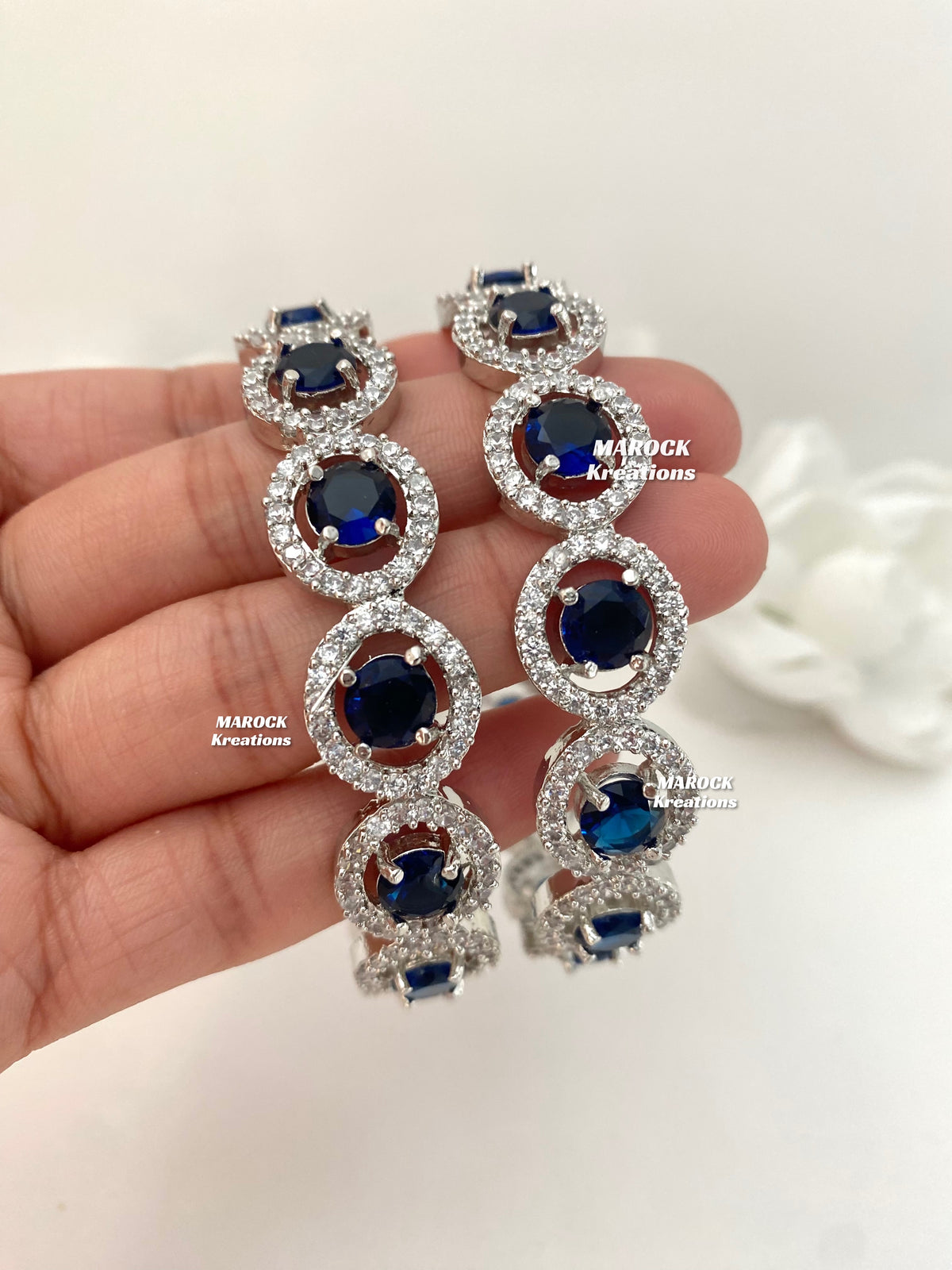 Silver American Diamond Bangles/Kade