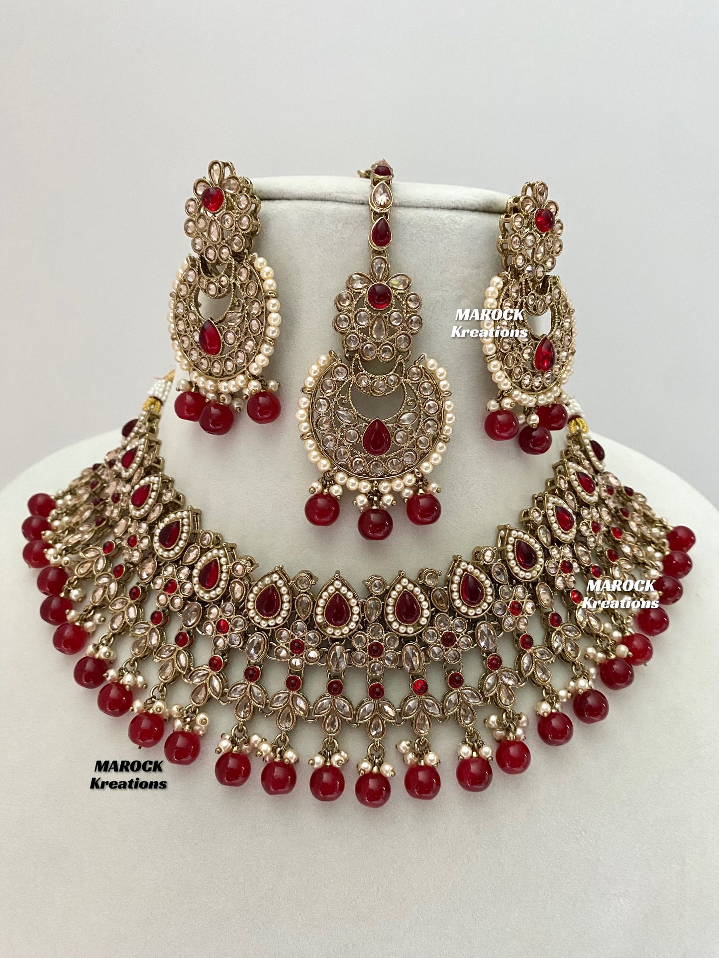 Sadhna Antique Gold Polki Necklace set