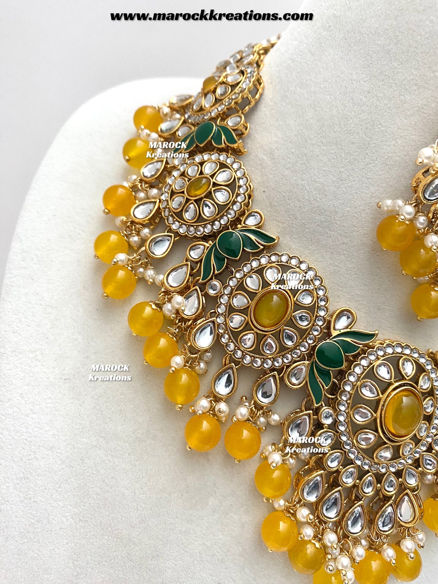 Iqra Premium Quality Kundan Meenakari Statement Necklace set