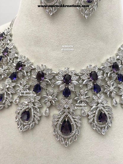 Austin Silver American Diamond Necklace set