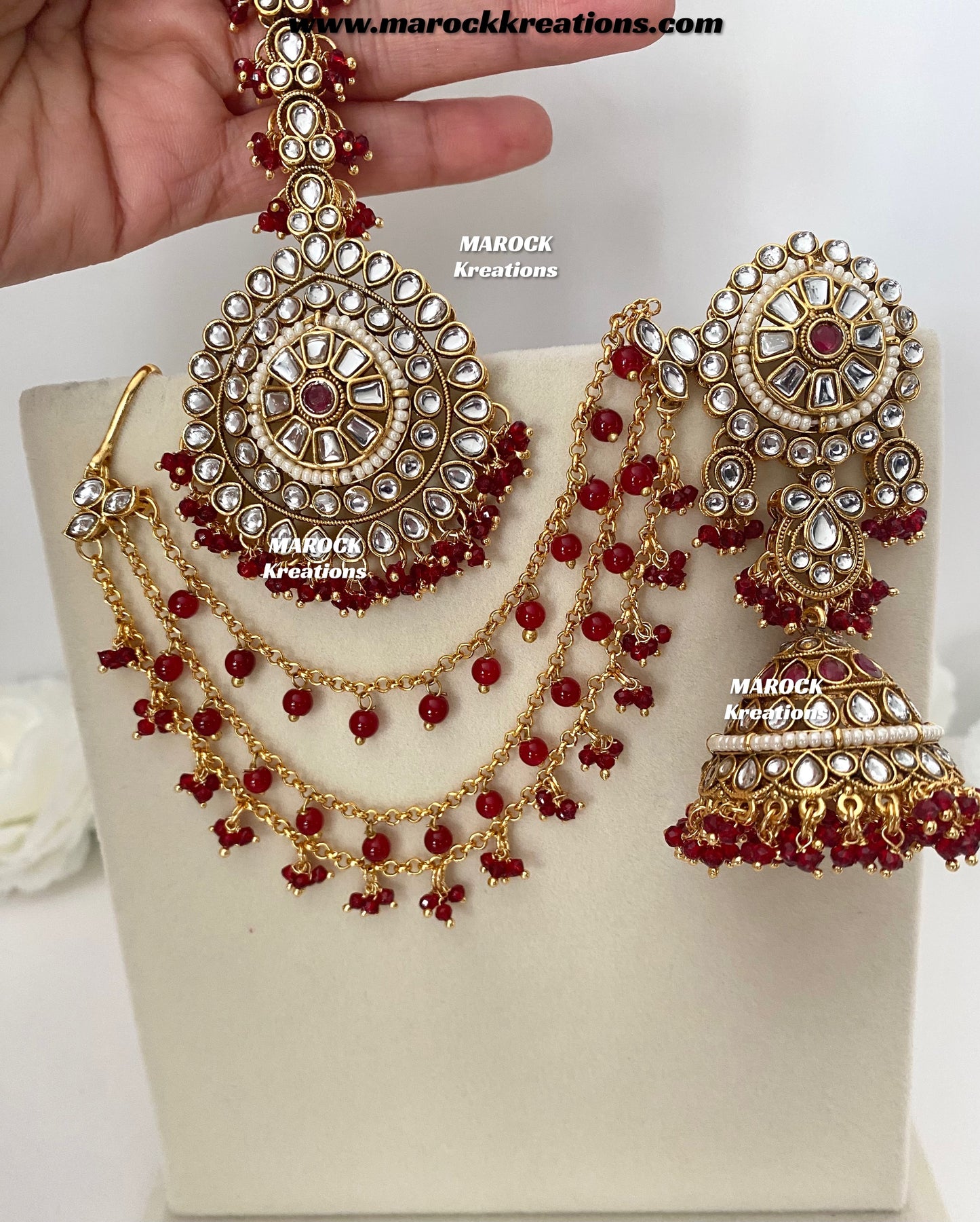 Elora Premium Quality Kundan bahubali Statement Earrings and tikka set