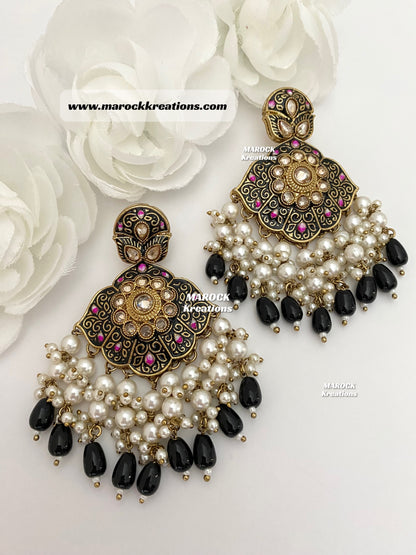 Premium Quality Polki Meenakari Statement Earrings