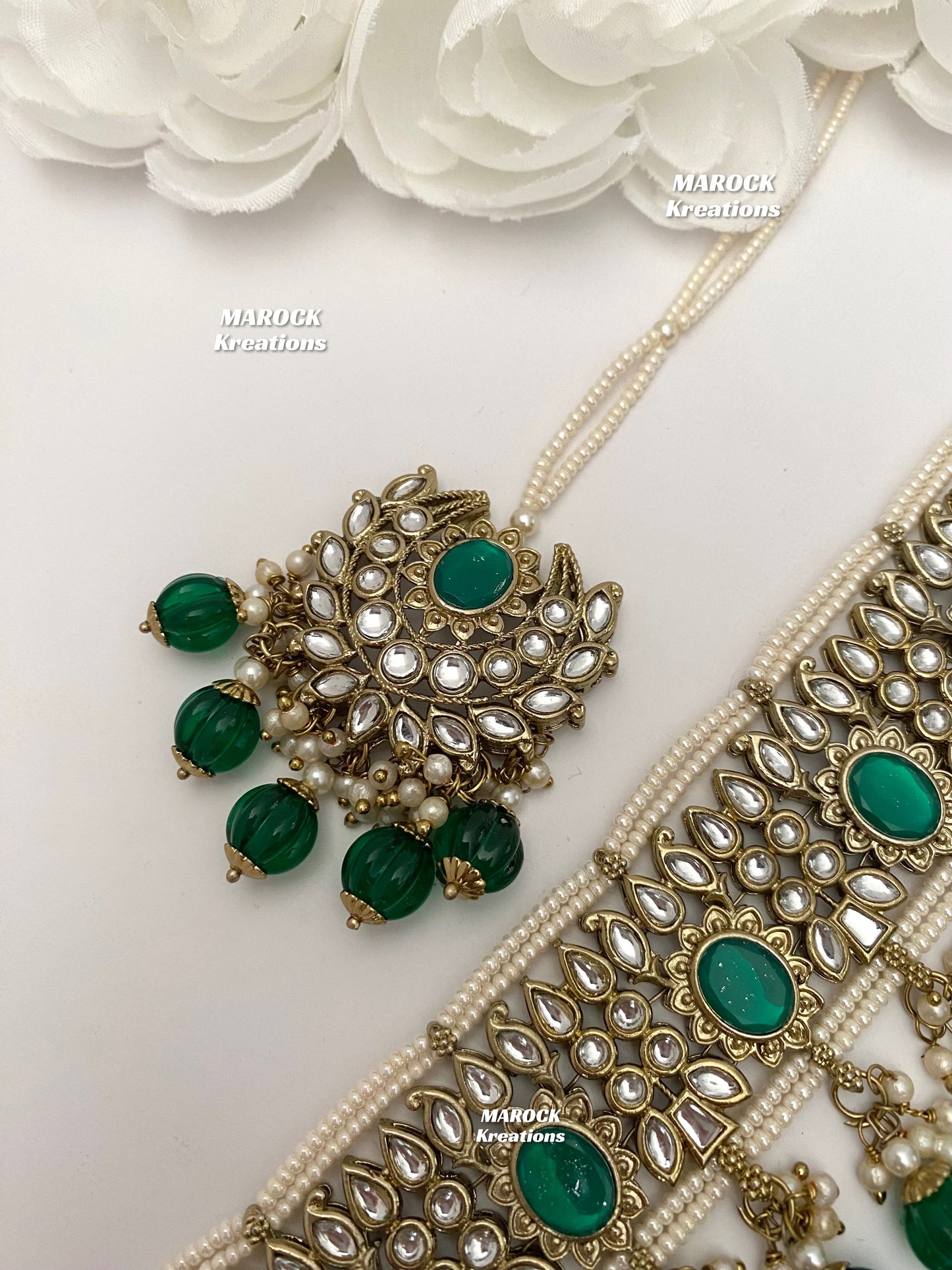 Kundan Green choker set