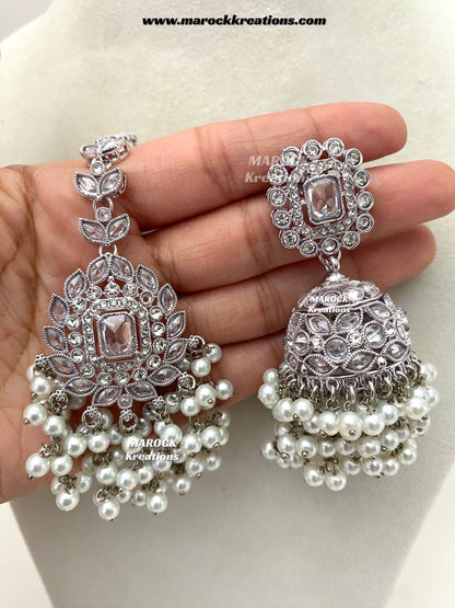 Tashfeen Silver Polki Choker/necklace set
