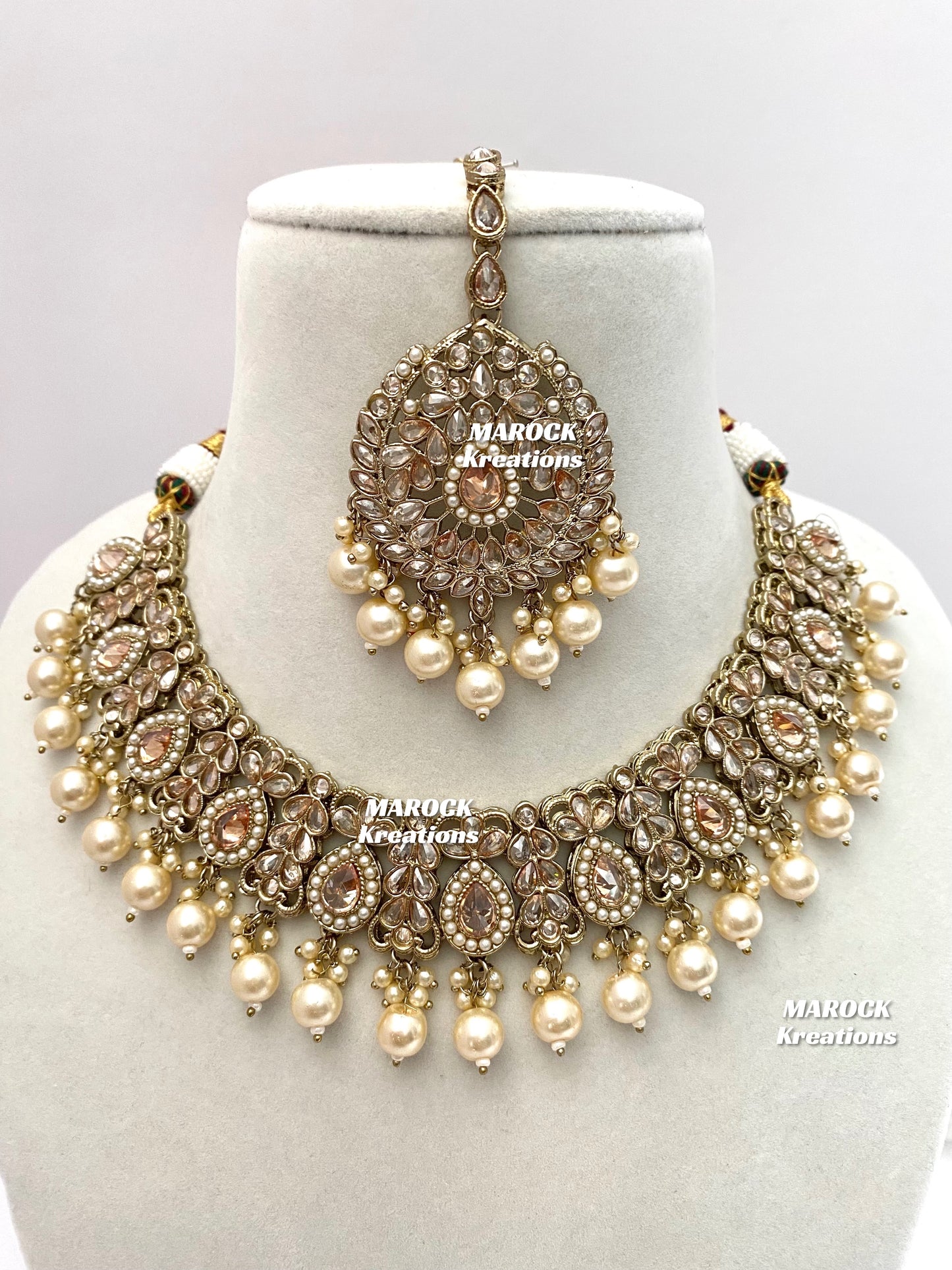 Antique Gold/Golden Polki Necklace set