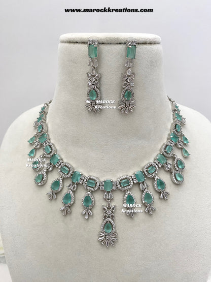 Erica Silver American Diamond Necklace set