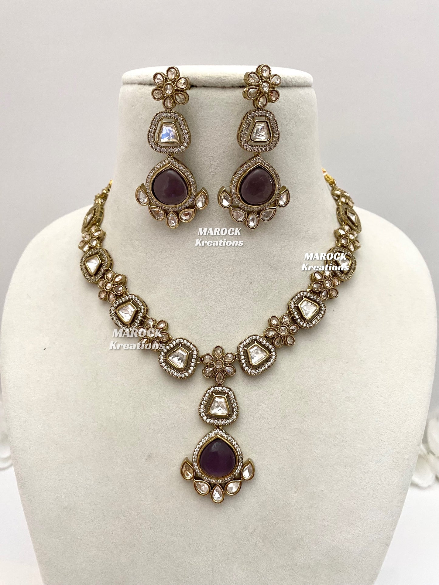 Amara Premium Quality Moissanite Kundan Necklace set