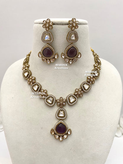 Amara Premium Quality Moissanite Kundan Necklace set