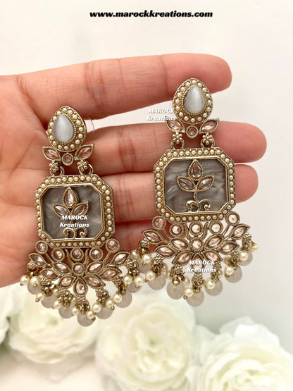 Manika Premium quality Antique gold MOP Statement Earrings