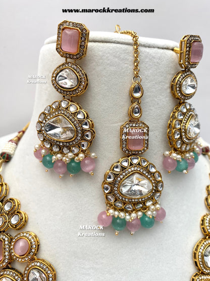 Samira Premium Quality Kundan Multi layer statement Rani haar set
