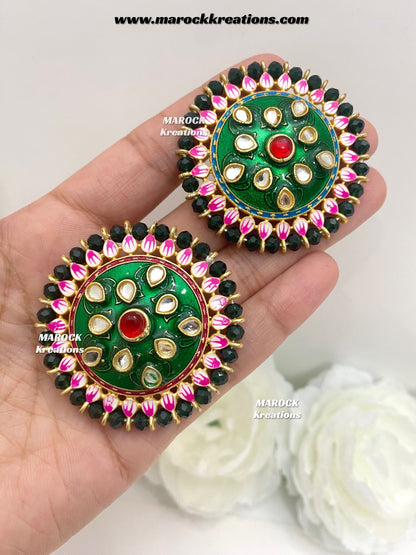 Kundan Meenakari Studs/Earrings