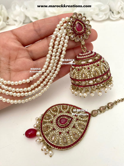 Sabiha Pakistani oversized Bahubali  Jhumki Earrings and tikka set